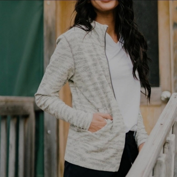 ZYIA Active Womens M Cream Combo Zipper Jacket Pockets Yoga Athleisure Running - Picture 2 of 11